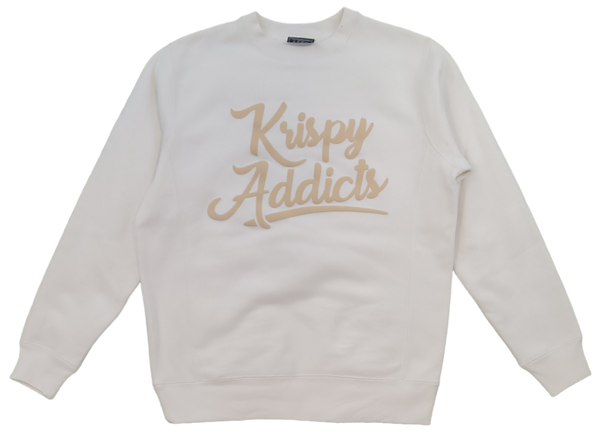 KRISPY ADDICTS - RAISED LOGO HEAVYWEIGHT CREWNECK - BONE/CREAM