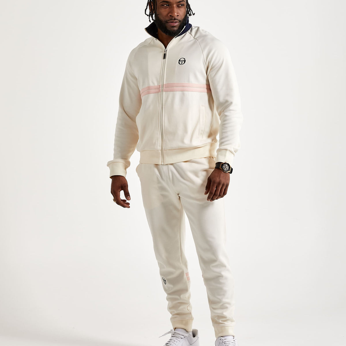 Sergio Tacchini Dallas - Pantaloni Della Tuta Con Zip, Blu Navy E Bianco - Foto 3