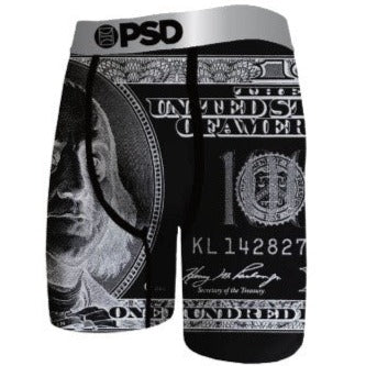 PSD Men's Black Slvr Inverted Benji Boxer Briefs