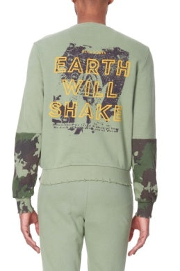 ELEVEN PARIS - KNIT CARGO ZIP CHEST POCKET CAMO BLOCK CREWNECK SW -Loden Frost Camo