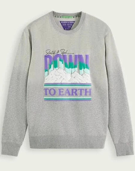 SCOTCH & SODA - Embroidered crewneck felpa sweatshirt - HEATHER GREY