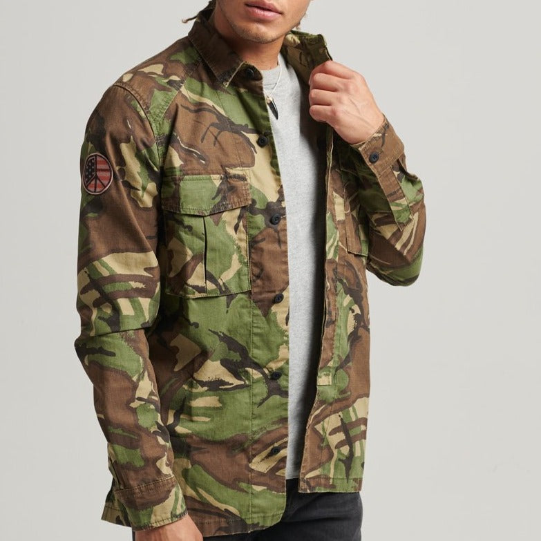 SUPERDRY - VINTAGE PATCHED MILITARY SHIRT - OUTLINE CAMO DARK