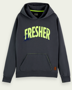 SCOTCH & SODA - Fluo Fresher graphic hoodie - GREY